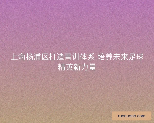 上海杨浦区打造青训体系 培养未来足球精英新力量